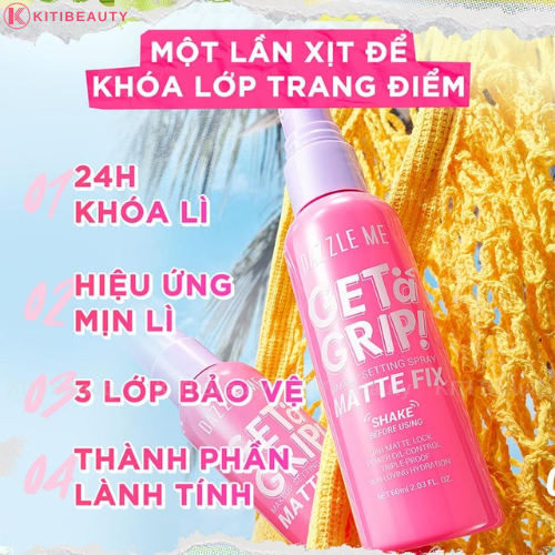 Xịt Khóa Nền DAZZLE ME Get A Grip Makeup Setting Spray 60ml
